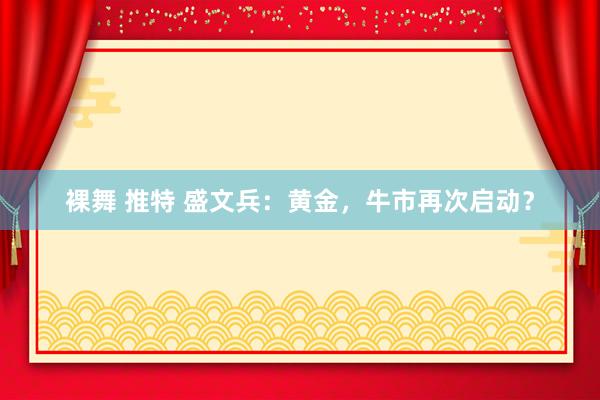 裸舞 推特 盛文兵：黄金，牛市再次启动？