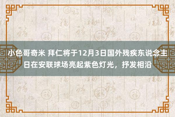 小色哥奇米 拜仁将于12月3日国外残疾东说念主日在安联球场亮起紫色灯光，抒发相沿