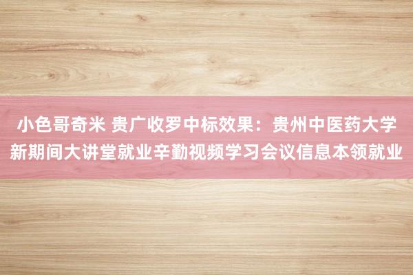 小色哥奇米 贵广收罗中标效果：贵州中医药大学新期间大讲堂就业辛勤视频学习会议信息本领就业