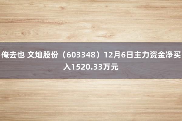 俺去也 文灿股份（603348）12月6日主力资金净买入1520.33万元