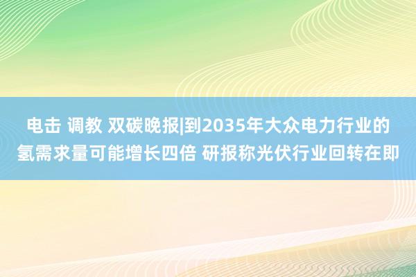 电击 调教 双碳晚报|到2035年大众电力行业的氢需求量可能增长四倍 研报称光伏行业回转在即