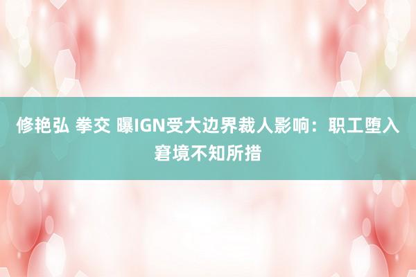 修艳弘 拳交 曝IGN受大边界裁人影响：职工堕入窘境不知所措