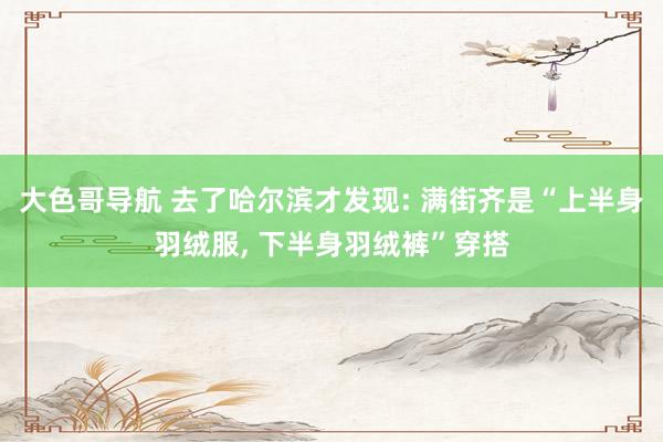 大色哥导航 去了哈尔滨才发现: 满街齐是“上半身羽绒服, 下半身羽绒裤”穿搭