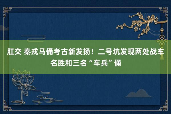 肛交 秦戎马俑考古新发扬！二号坑发现两处战车名胜和三名“车兵”俑