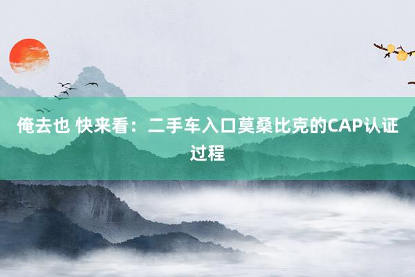 俺去也 快来看：二手车入口莫桑比克的CAP认证过程