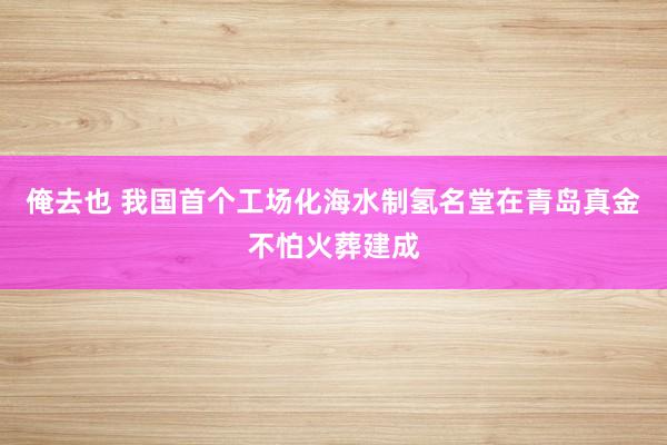 俺去也 我国首个工场化海水制氢名堂在青岛真金不怕火葬建成