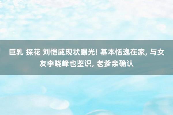 巨乳 探花 刘恺威现状曝光! 基本恬逸在家, 与女友李晓峰也鉴识, 老爹亲确认