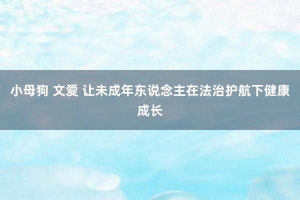 小母狗 文爱 让未成年东说念主在法治护航下健康成长
