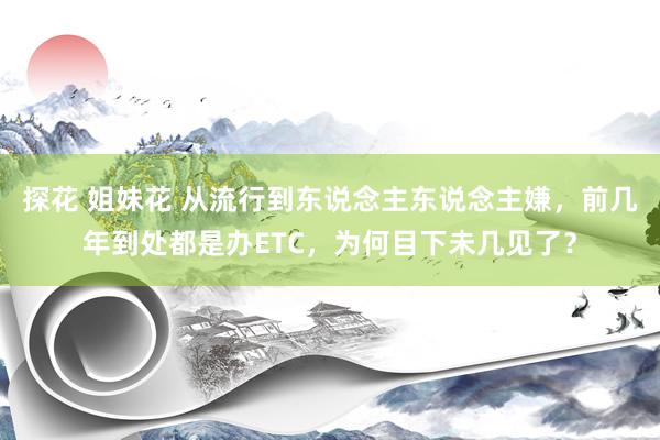 探花 姐妹花 从流行到东说念主东说念主嫌，前几年到处都是办ETC，为何目下未几见了？