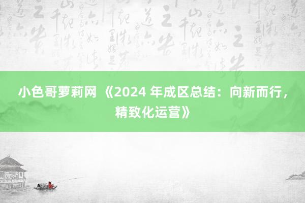小色哥萝莉网 《2024 年成区总结：向新而行，精致化运营》