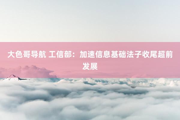 大色哥导航 工信部：加速信息基础法子收尾超前发展