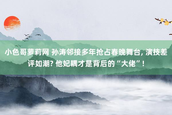 小色哥萝莉网 孙涛邻接多年抢占春晚舞台, 演技差评如潮? 他妃耦才是背后的“大佬”!