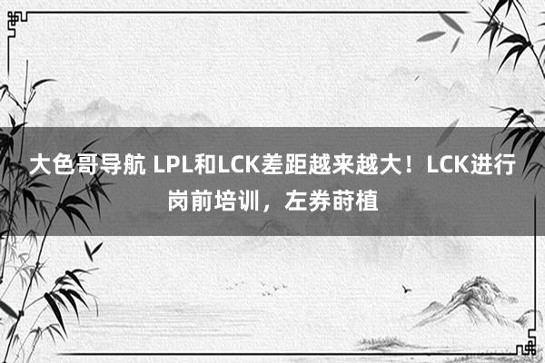 大色哥导航 LPL和LCK差距越来越大！LCK进行岗前培训，左券莳植