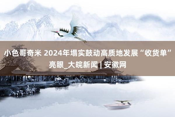 小色哥奇米 2024年塌实鼓动高质地发展“收货单”亮眼_大皖新闻 | 安徽网
