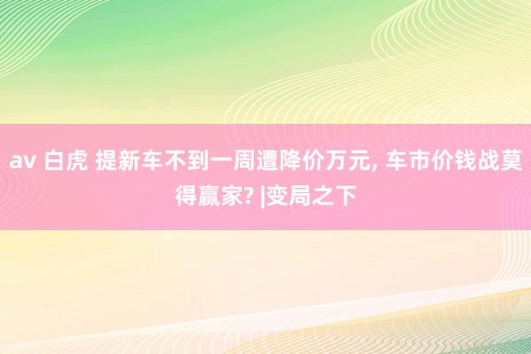 av 白虎 提新车不到一周遭降价万元， 车市价钱战莫得赢家? |变局之下