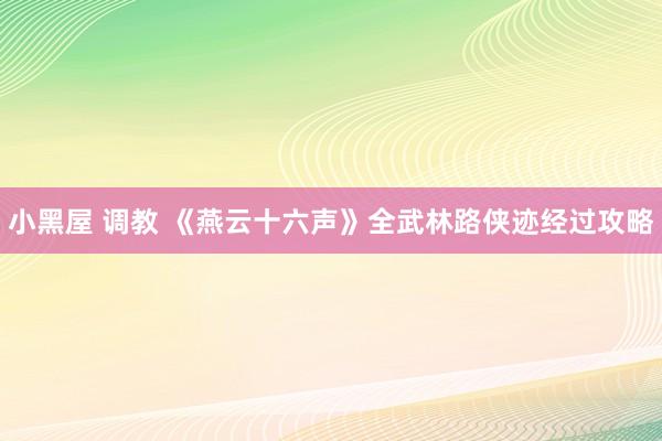小黑屋 调教 《燕云十六声》全武林路侠迹经过攻略