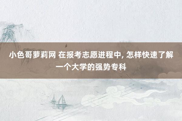 小色哥萝莉网 在报考志愿进程中, 怎样快速了解一个大学的强势专科