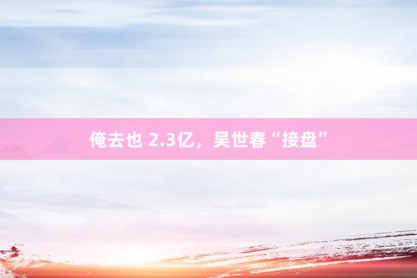 俺去也 2.3亿，吴世春“接盘”