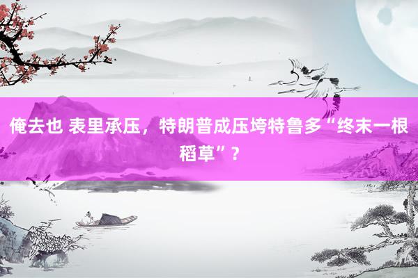 俺去也 表里承压，特朗普成压垮特鲁多“终末一根稻草”？