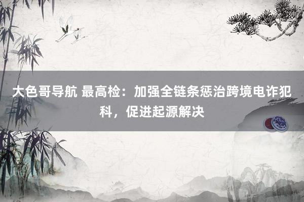 大色哥导航 最高检：加强全链条惩治跨境电诈犯科，促进起源解决