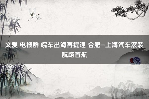文爱 电报群 皖车出海再提速 合肥—上海汽车滚装航路首航