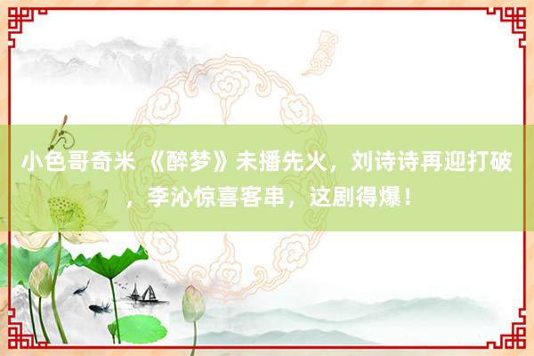 小色哥奇米 《醉梦》未播先火，刘诗诗再迎打破，李沁惊喜客串，这剧得爆！