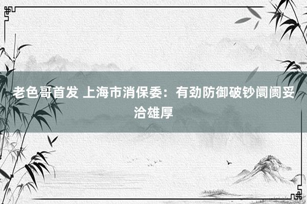 老色哥首发 上海市消保委：有劲防御破钞阛阓妥洽雄厚
