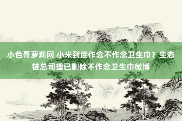 小色哥萝莉网 小米到底作念不作念卫生巾？生态链总司理已删除不作念卫生巾微博
