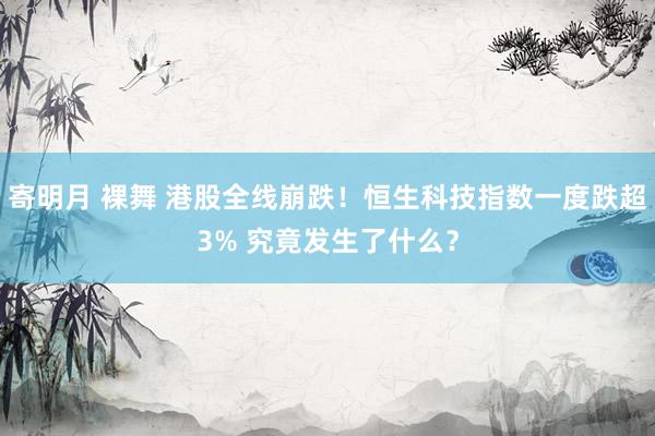 寄明月 裸舞 港股全线崩跌！恒生科技指数一度跌超3% 究竟发生了什么？