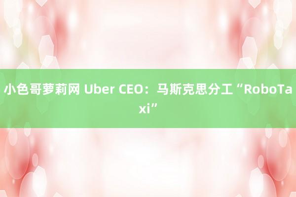 小色哥萝莉网 Uber CEO：马斯克思分工“RoboTaxi”