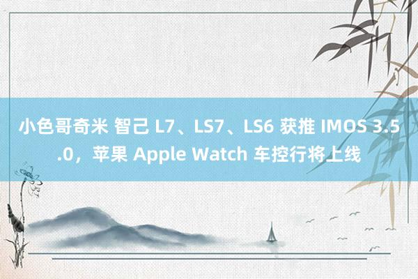 小色哥奇米 智己 L7、LS7、LS6 获推 IMOS 3.5.0，苹果 Apple Watch 车控行将上线