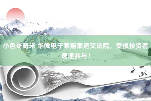 小色哥奇米 华微电子索赔案递交法院，受损投资者速速参与！