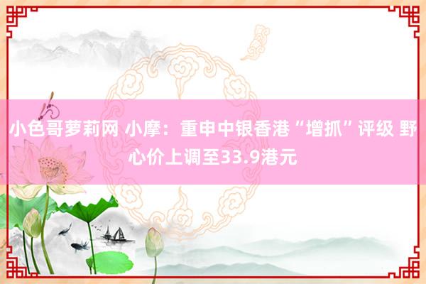 小色哥萝莉网 小摩：重申中银香港“增抓”评级 野心价上调至33.9港元