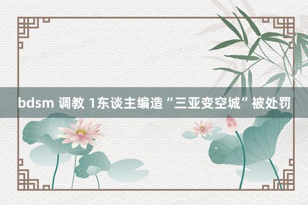 bdsm 调教 1东谈主编造“三亚变空城”被处罚
