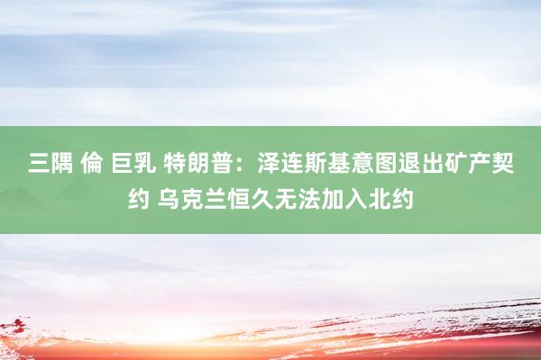三隅 倫 巨乳 特朗普：泽连斯基意图退出矿产契约 乌克兰恒久无法加入北约
