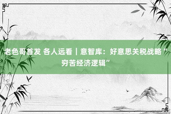 老色哥首发 各人远看｜意智库：好意思关税战略“穷苦经济逻辑”