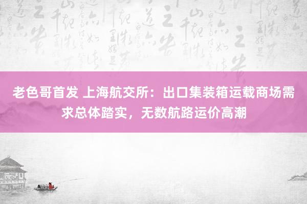 老色哥首发 上海航交所：出口集装箱运载商场需求总体踏实，无数航路运价高潮