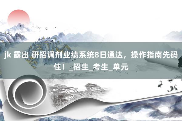 jk 露出 研招调剂业绩系统8日通达，操作指南先码住！_招生_考生_单元