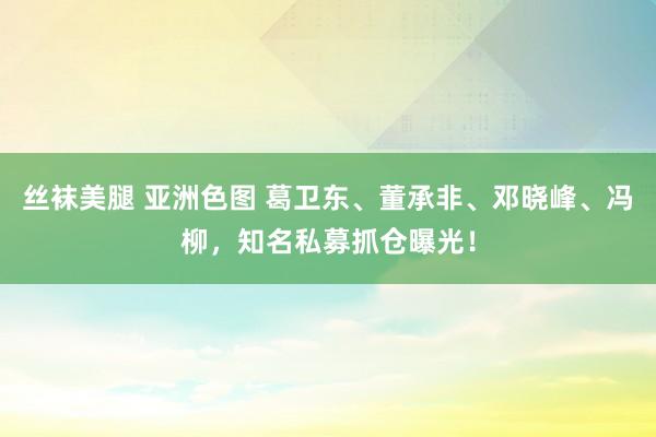 丝袜美腿 亚洲色图 葛卫东、董承非、邓晓峰、冯柳，知名私募抓仓曝光！