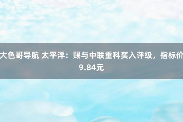 大色哥导航 太平洋：赐与中联重科买入评级，指标价9.84元