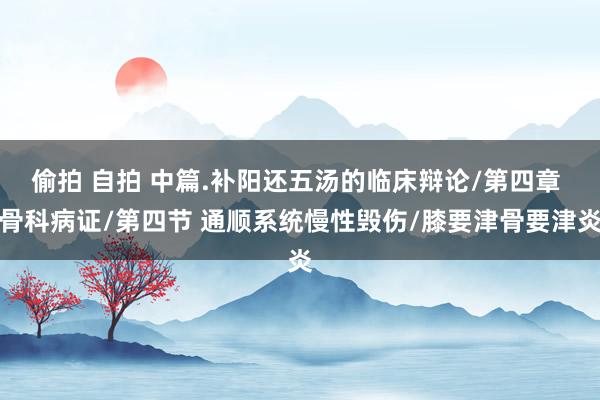 偷拍 自拍 中篇.补阳还五汤的临床辩论/第四章 骨科病证/第四节 通顺系统慢性毁伤/膝要津骨要津炎