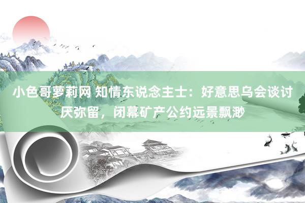 小色哥萝莉网 知情东说念主士：好意思乌会谈讨厌弥留，闭幕矿产公约远景飘渺