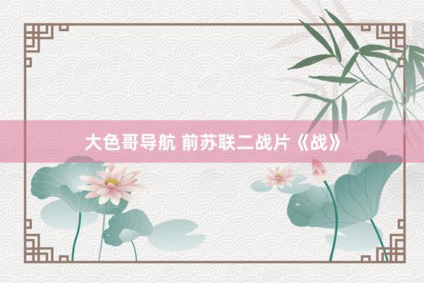 大色哥导航 前苏联二战片《战》