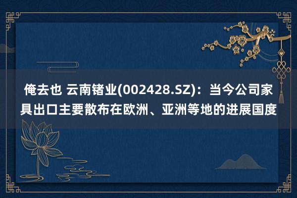 俺去也 云南锗业(002428.SZ)：当今公司家具出口主要散布在欧洲、亚洲等地的进展国度