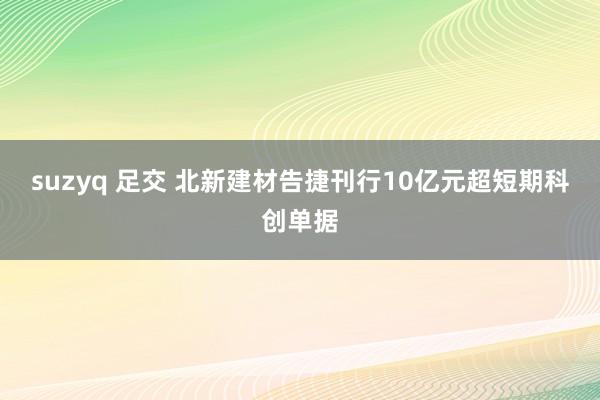 suzyq 足交 北新建材告捷刊行10亿元超短期科创单据