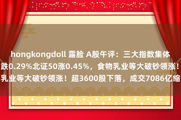 hongkongdoll 露脸 A股午评：三大指数集体下落，沪指跌0.07%创指跌0.29%北证50涨0.45%，食物乳业等大破钞领涨！超3600股下落，成交7086亿缩量1536亿