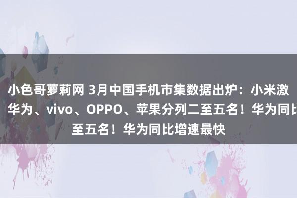 小色哥萝莉网 3月中国手机市集数据出炉：小米激活量第一，华为、vivo、OPPO、苹果分列二至五名！华为同比增速最快