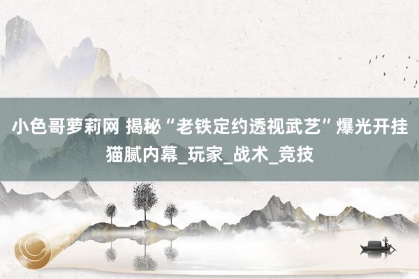 小色哥萝莉网 揭秘“老铁定约透视武艺”爆光开挂猫腻内幕_玩家_战术_竞技