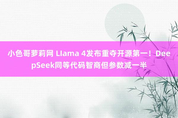 小色哥萝莉网 LIama 4发布重夺开源第一！DeepSeek同等代码智商但参数减一半