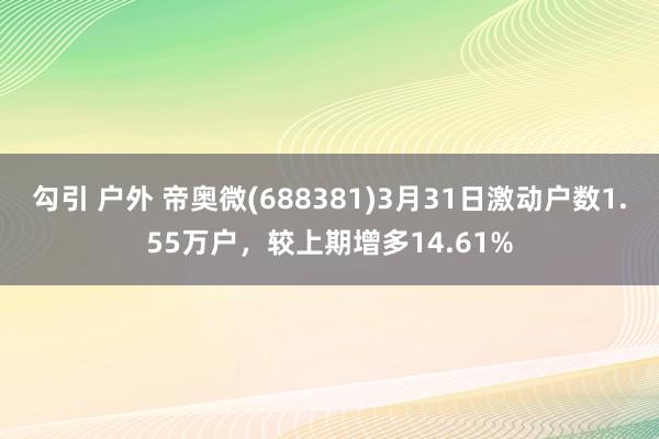 勾引 户外 帝奥微(688381)3月31日激动户数1.55万户，较上期增多14.61%